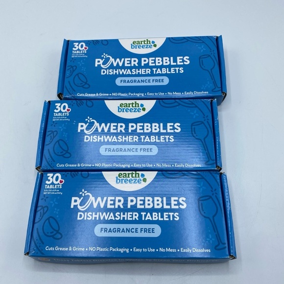 Earth Breeze Power Pebbles Dishwasher Tablets - NIB - 30 tablet X 3 packs - Picture 1 of 6